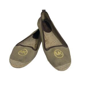 Michael Kors Metallic Beige Jute Espadrille Flats Size 8.5 Boho Travel